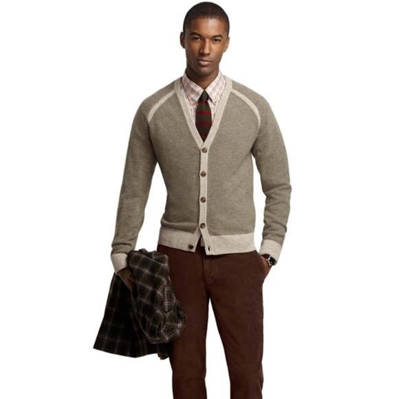 Brooks Brothers | Merino Wool Two Tone Cardigan Sweater - Picture 1 of 9